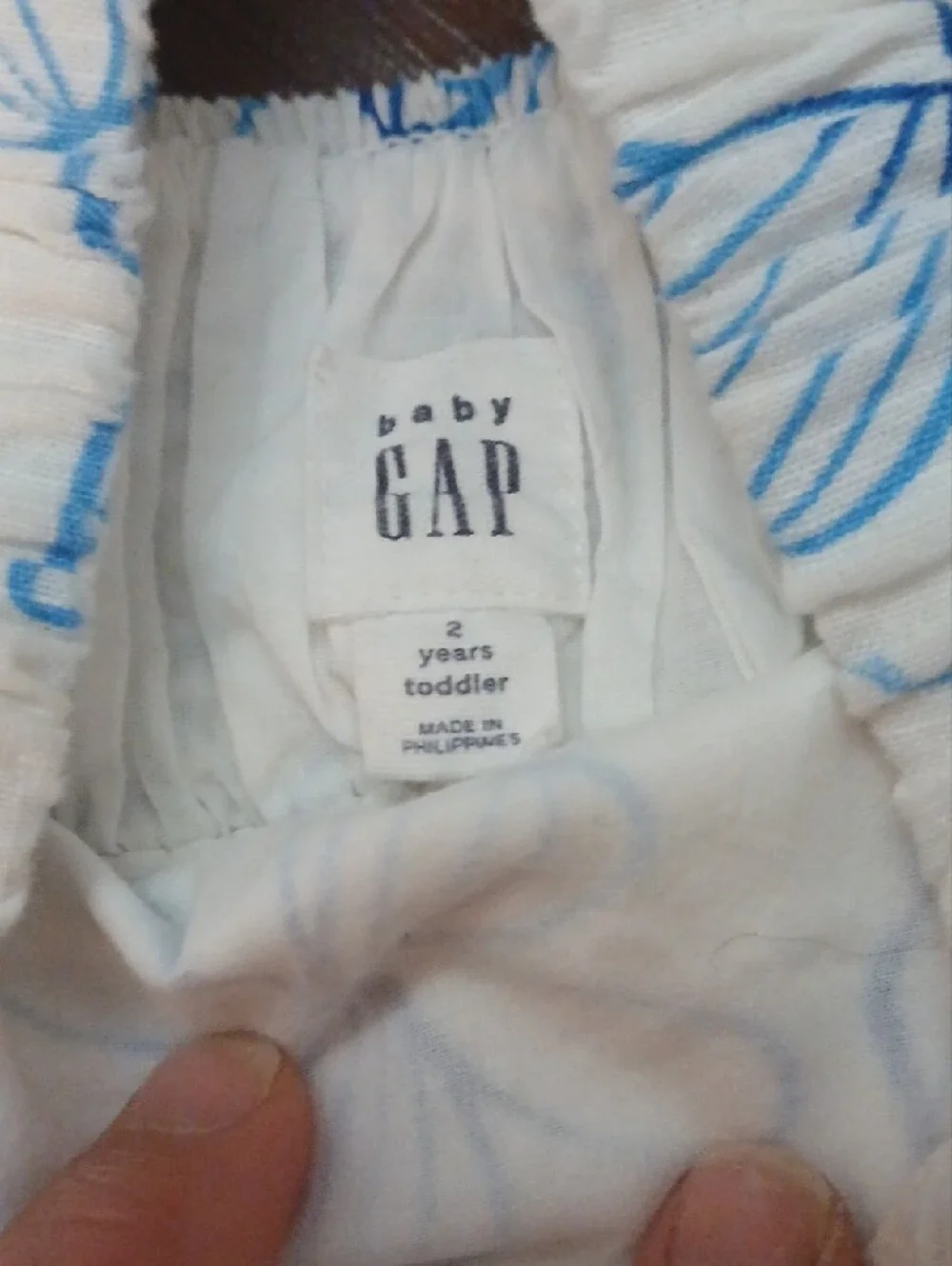 GAP Baby White Dress with Blue Floral Print